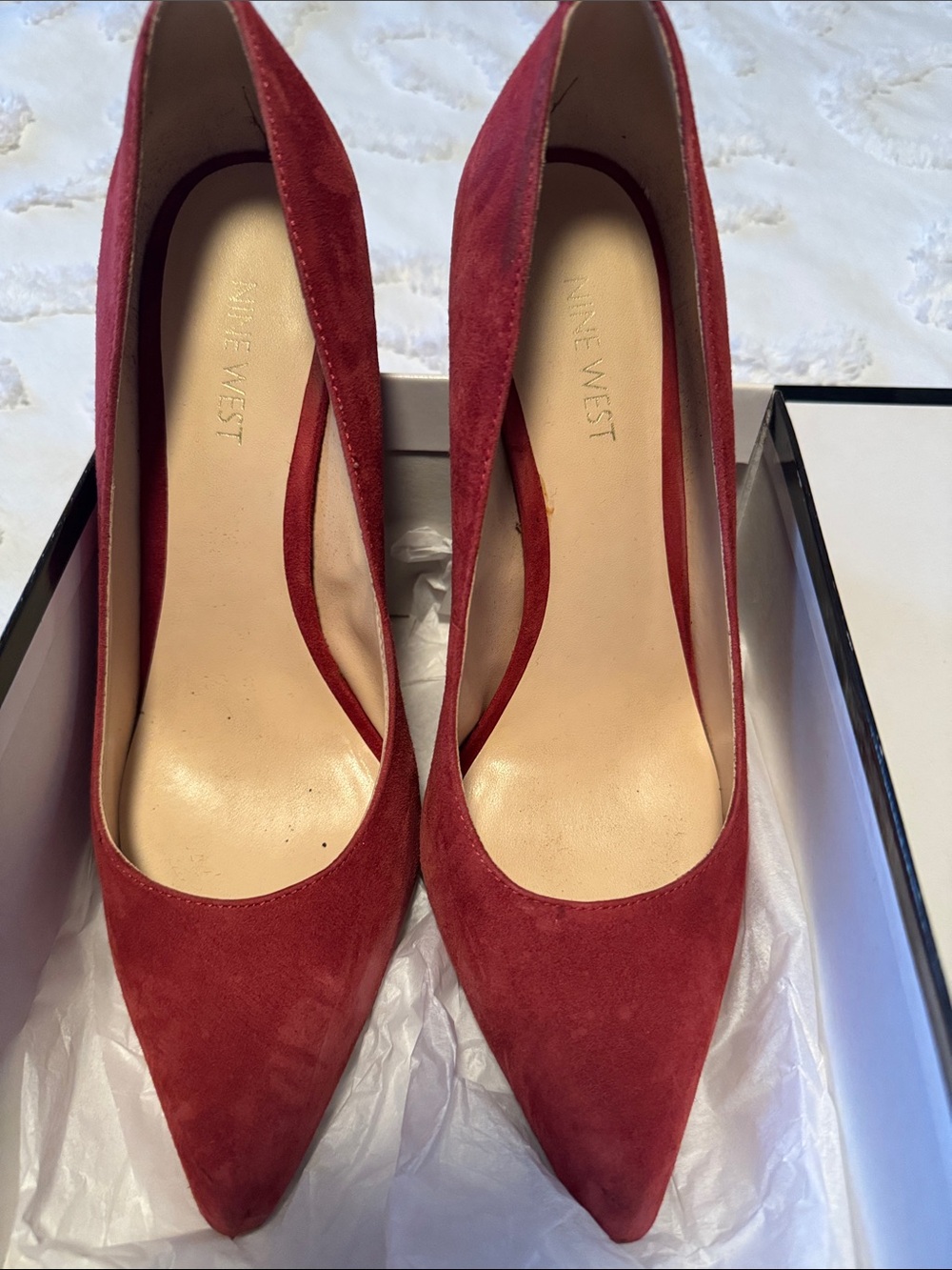 Nine West Red Suede Pointed Pumps - Picture 2 of 5